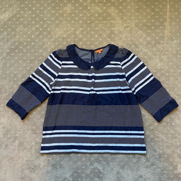 Modcloth Navy and White Striped Blouse - Picture 1 of 5